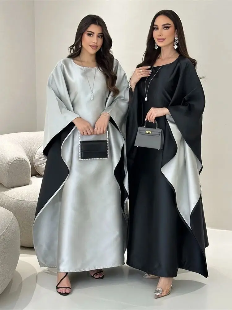 Eid Fashion Satin Abaya Dubai Luxury Muslim Modest Dress Islam Clothing Abayas For Women Kaftan Robe Femmes Musulmane Kebaya