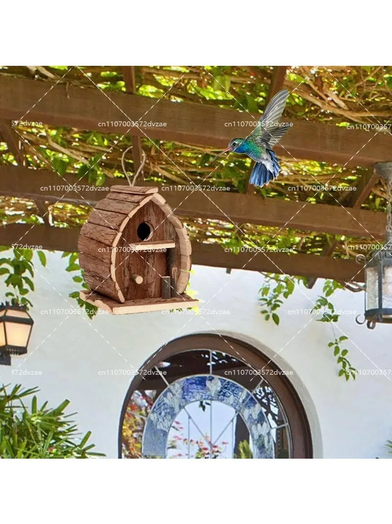 Bird Houses for Outside Bird Home Wooden Cage Shelter Feeder Box Decorative Nest for Patio Backyard Tree Window Balcony Deck