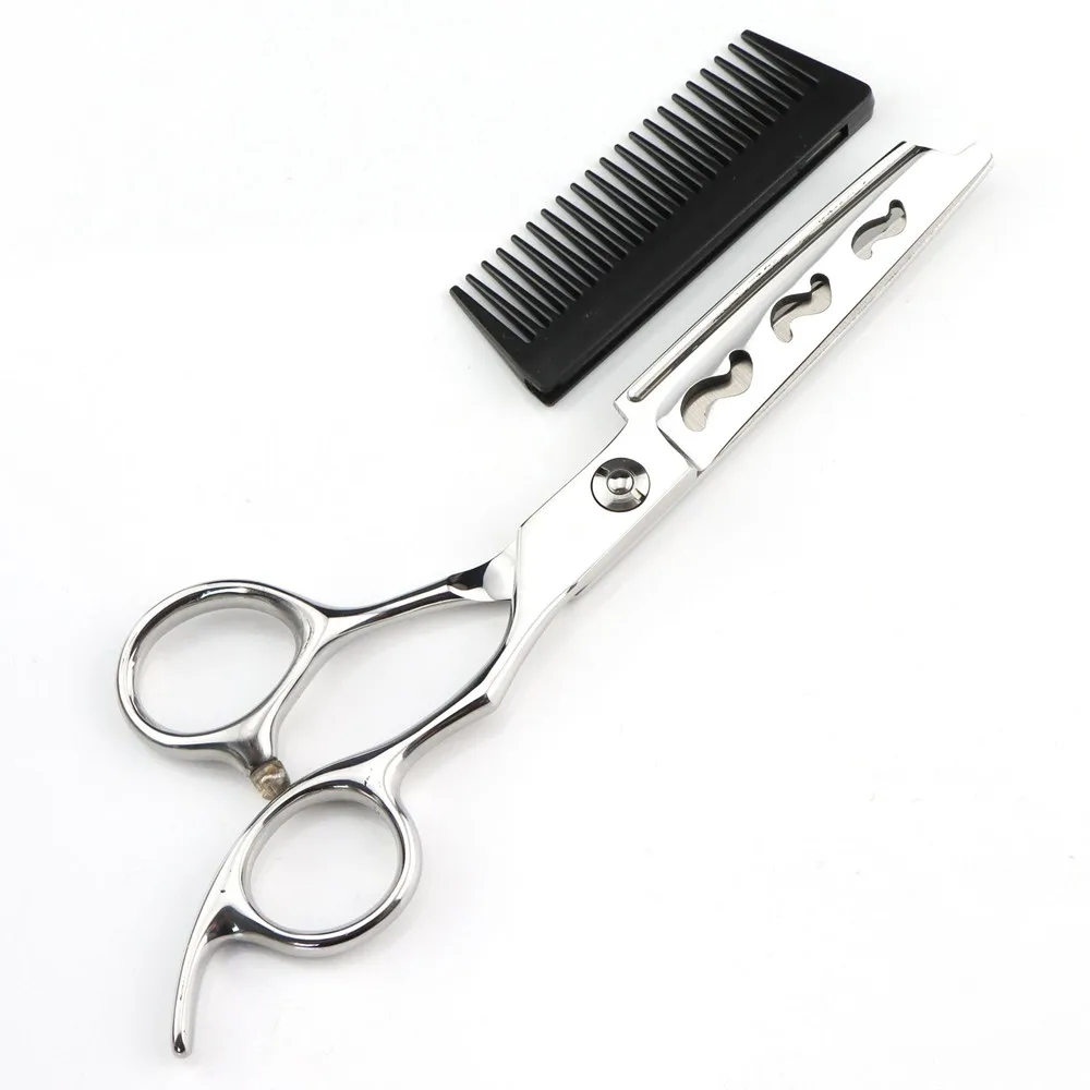 Professional JP440c steel 6 \'\' Hollow 2 in 1 hair scissors with comb haircut barber hair cutting shears hairdressing scissors