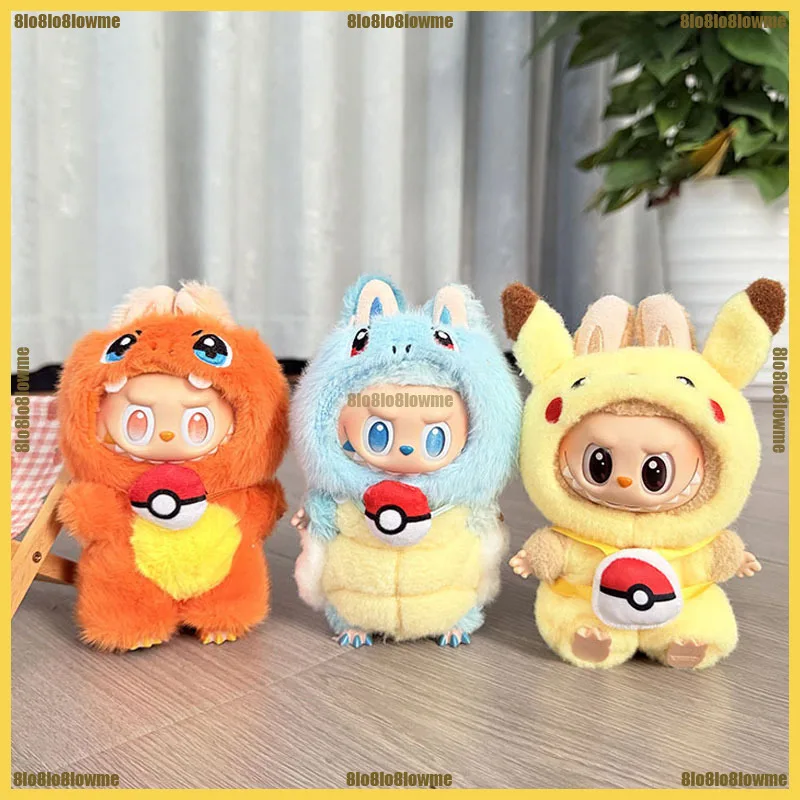 

Kawaii Labubu 3.0 Clothes Cartoon Charmander Squirtle One-piece with Backpack Mini Plush Doll Clothing Fashion Doll Accessories
