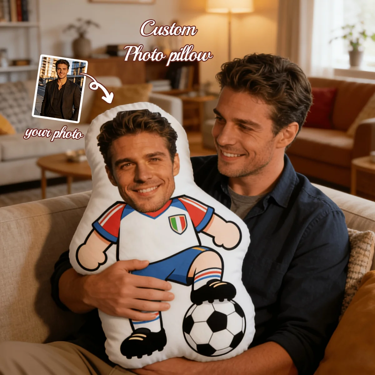 Customized photo soccer pillow cartoon Q-version humanoid doll fan exclusive creative gift. It is not only suitable for decorati