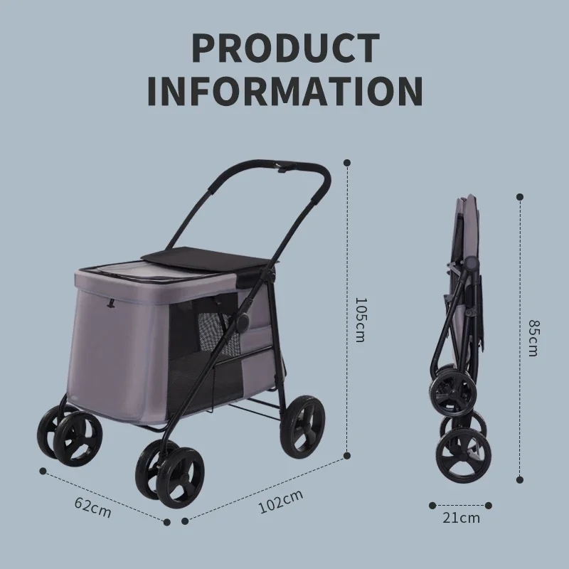 

-China Wholesale Outdoor Retractable Pet Stroller Cart Open Pet Wagon Stroller For Travel