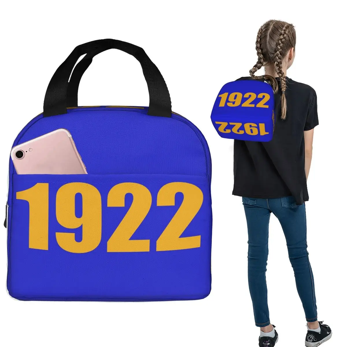 

Royal Blue Drip Sigma Gamma Rho 1922 Сумки для обеда Изолированная коробка для бенто Водонепроницаемая сумка для обеда и пикника для женщин и детей, путешествий