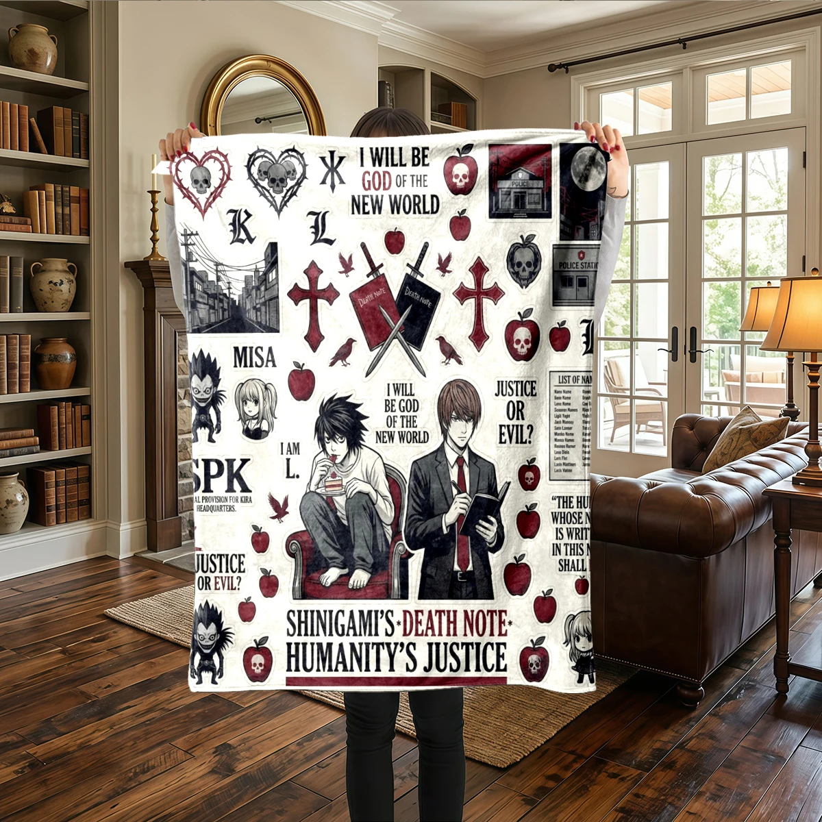 Death Note Print Flannel Blanket Warm - Comfortable, For Sofas, Travel -HE19