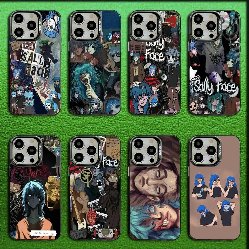 

Cartoon S-Sally Face SF Phone Case For iPhone 16,15,14,13,12,11,Mini,Pro,E,MAX Candy Matte Shockproof Black Cover