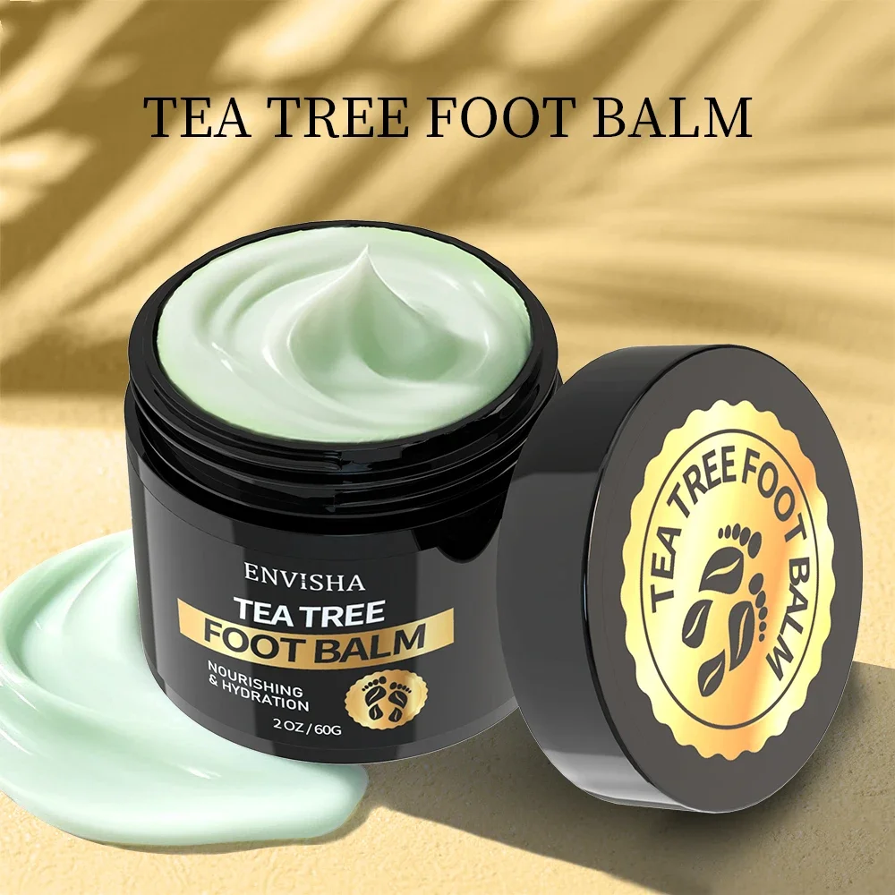 60g Teebaum-Fußpflegecreme, Maske für rissige Fersen, Hautglättung, intensive Feuchtigkeitspflege, Hornhautentferner, Reparatur, Anti-Trocknungs-Peeling – Detail 5