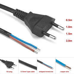 EU Pigtail Electric Cable Power Cord 1m 1.5m 3m 0.75mm2 220V Euro Plug Power Supply Cable For Extension Sockets Outlet Lamps