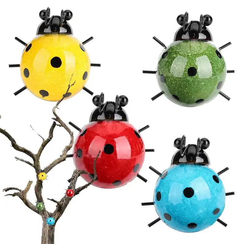 Pcs Set Metal Cute Ladybugs Beautifully Bling Color Garden Fence Wall Art Decoration Outdoor Wall Hanging Sculptures Decoration