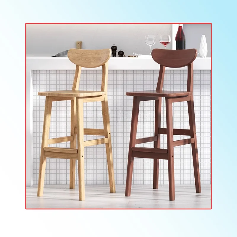 

Customized wooden stools bar chair solid wood high dining chairs for kitchen counter height bar table