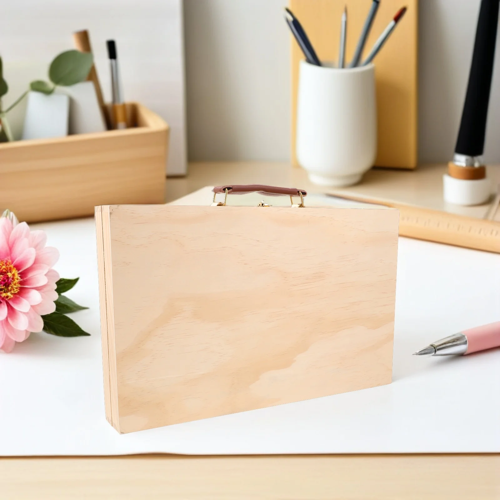 

2pcs Portable Wooden Painting Box Solid Wood Art Tool Organizer for Oil Painting with Multiple Compartments Lightweight Travel