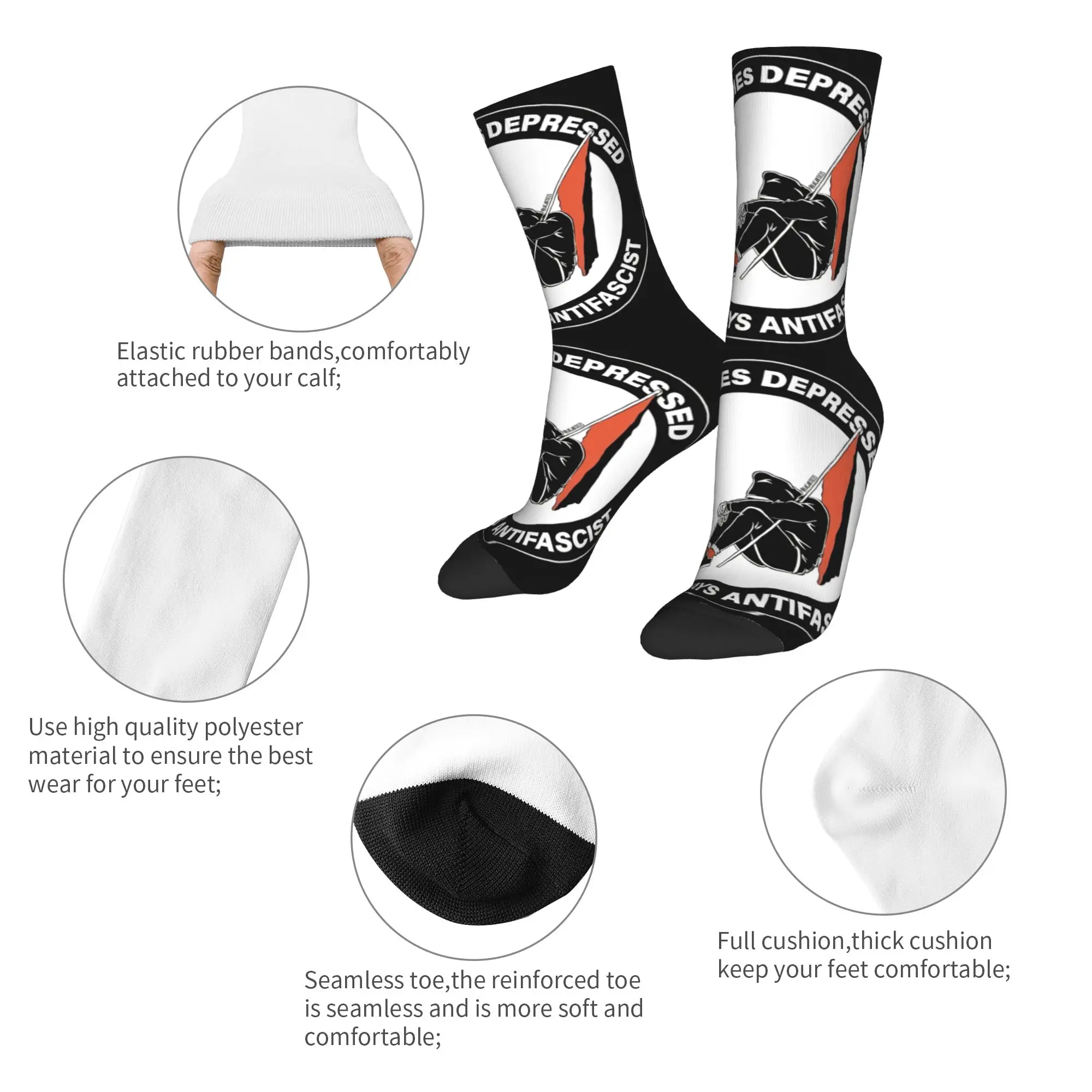 Antifascistische actiesokken Grafische kousen Antislip volwassenen Herensokken Kwaliteit Winter Trendy hardloopsportsokken
