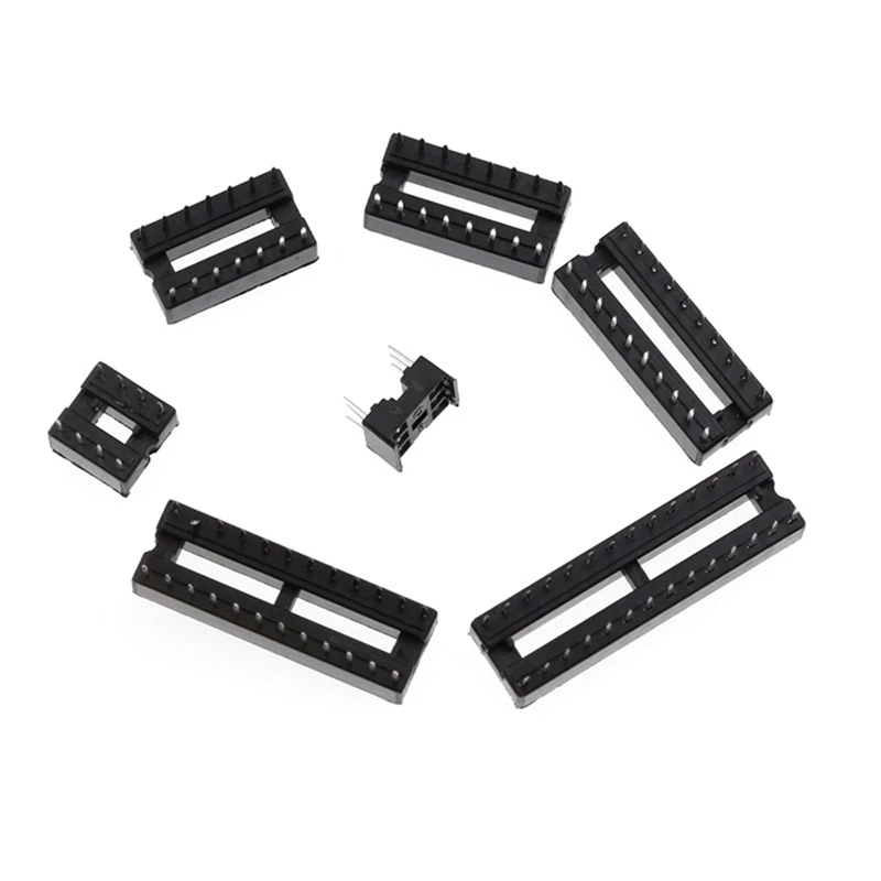 DIP IC Chip Socket Adapter 2.54Mm Pitch Dual Row Flat Pins Chip Connector 6, 8, 14, 16, 18, 20, 24, 28 Pins 66PCS