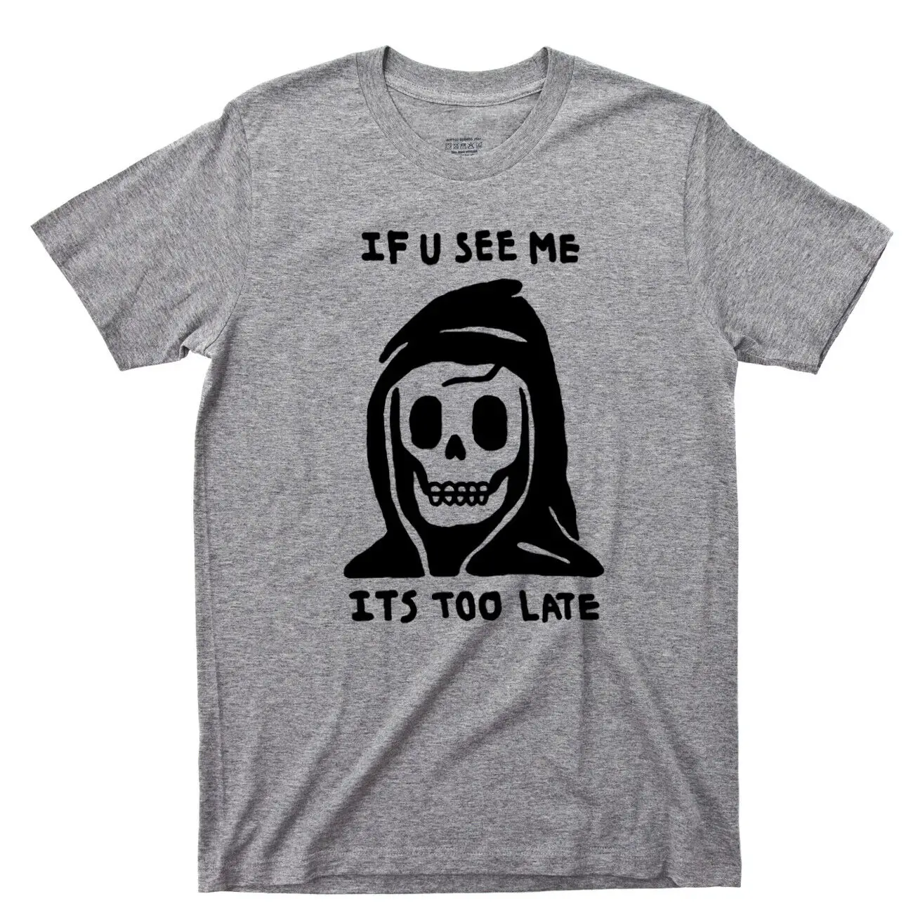 Grim Reaper T Shirt If You See Me It's Too Late Costume Necklace Ring Tattoo Tee