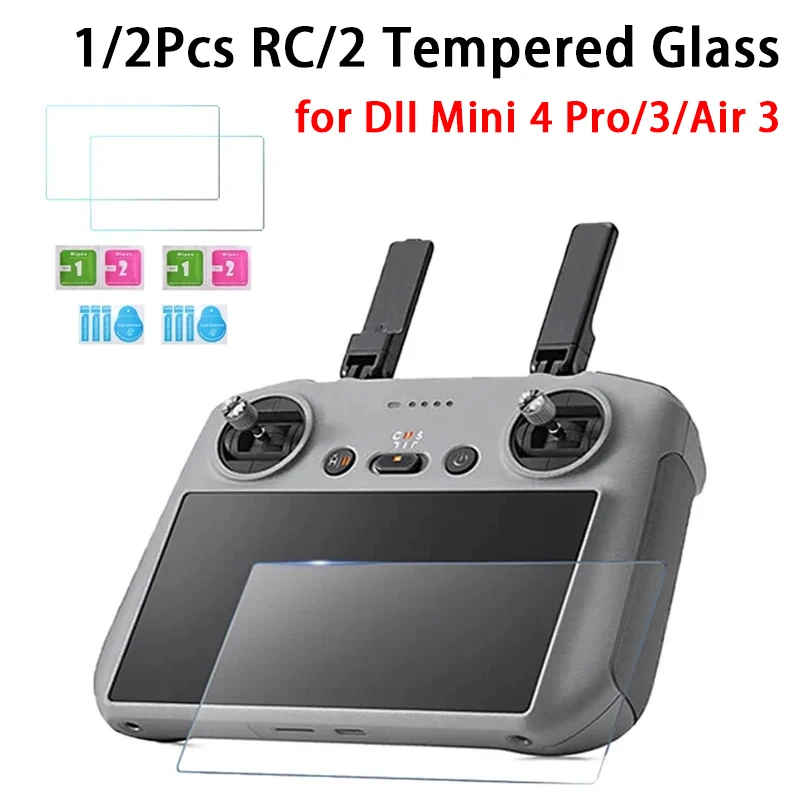 الزجاج المقسى ل DJI Air 3 و Mini 3 Pro الطائرة بدون طيار ، HD ، خدش برهان ، 9H ، صلابة فائقة ، RC ، RC 2 ، DJI Mini 4 Pro اكسسوارات ، 1 قطعة ، 2 قطعة