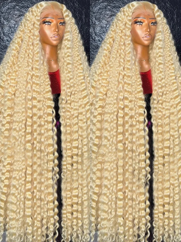 

613 Lace Frontal Wig Human Hair 13x6 Blonde Wig 613 Deep Wave HD Lace Frontal Wig 250% Density Long Blonde Curly Wig on Sale