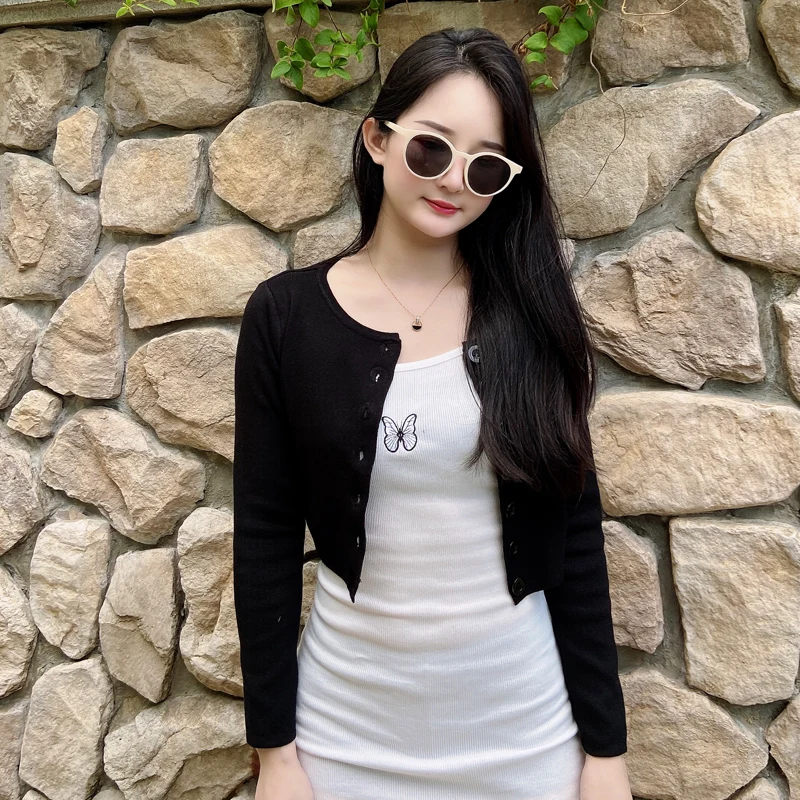 2025 Koreaanse Stijl Mode Lange Mouw Gehaakte Top Dames Vesten Voor Vrouwen Kleding Gebreide Top Truien Vrouw Vrouwelijke Bolero