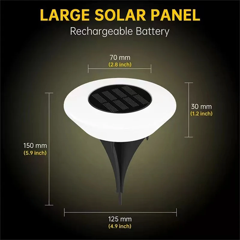 1/2Pcs Solar Lights Outdoor Waterproof Ground Plug Warm Lamps for Garden Landscape Pathway Driveway Patio Backyard Walkway