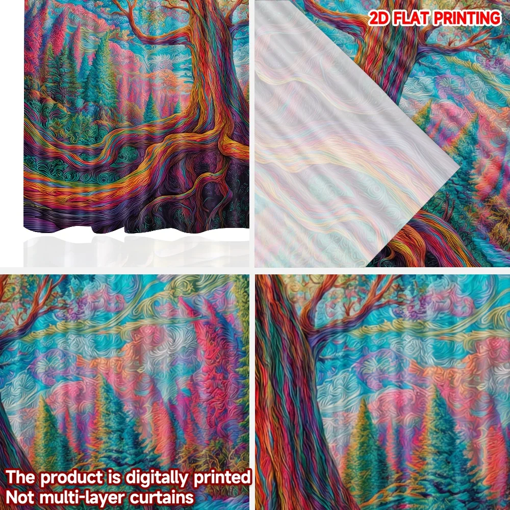 2D الطباعة المسطحة 2 قطعة الستار دوامة شجرة الرقمية المطبوعة البوليستر الستائر الأسرة الطرف الديكور للاستخدام الداخلي في الهواء الطلق ل