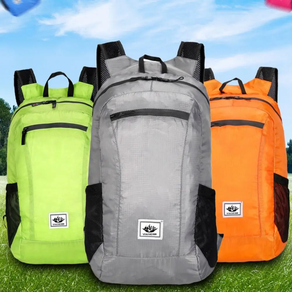 Large Capacity Foldable Backpack Waterproof Zipper Mountaineering Bag Sports Knapsack Oxford Cloth Lightweight Nylon Bag Women