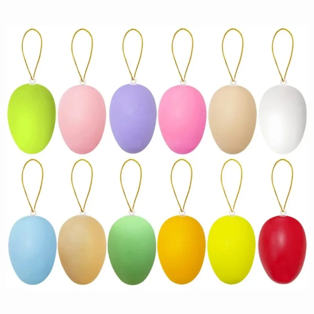 12PCS Children Painting Egg Toy With Rope Gifts Plastic Hanging Easter Arts Crafts DIY Toys Fun Funny Gadgets Kid Birthday Gift