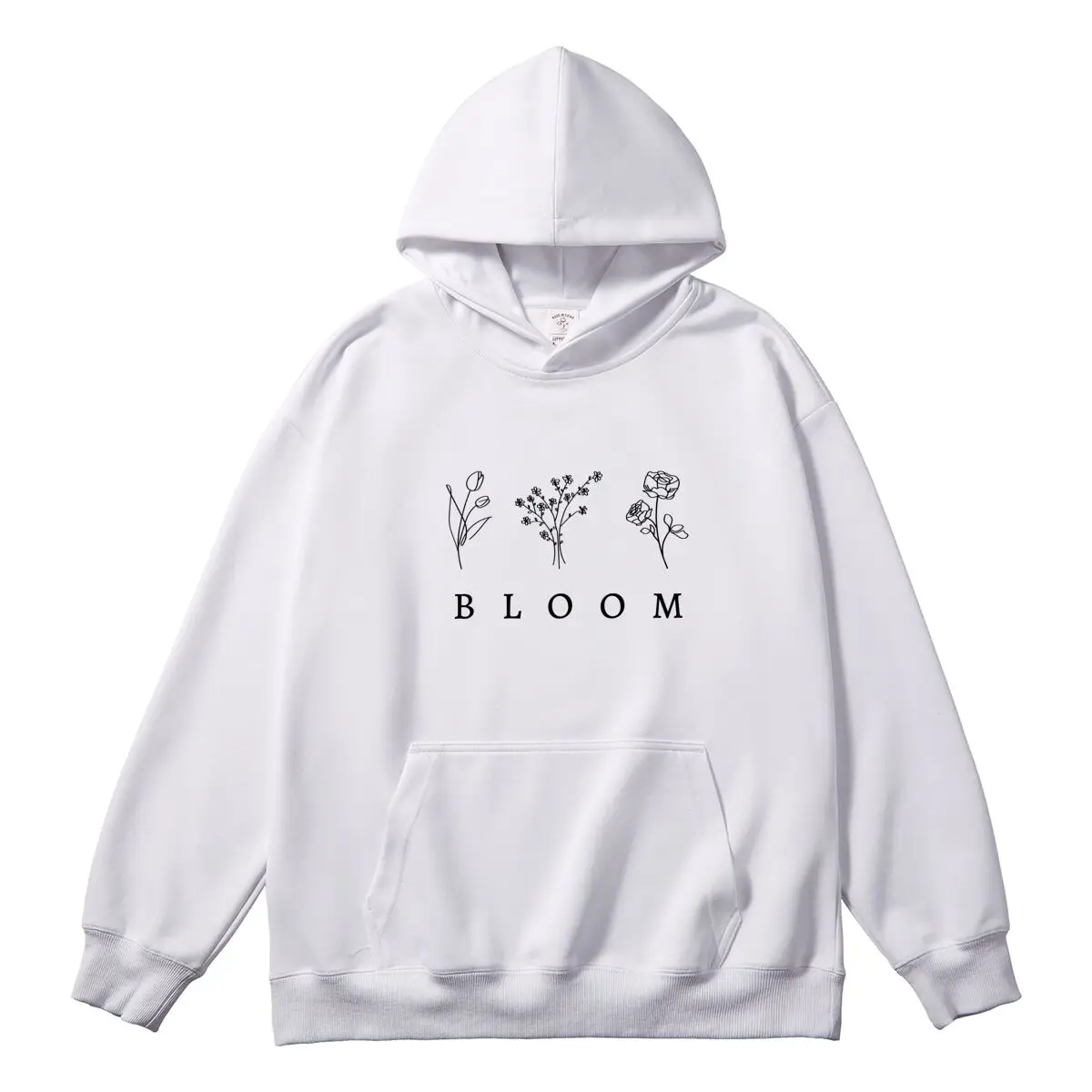 Oversized Women's Hoodies Simple Flower Graphic Printed Sweatshirt Female Classic Hooded Pullover Autumn Thick Sportswear