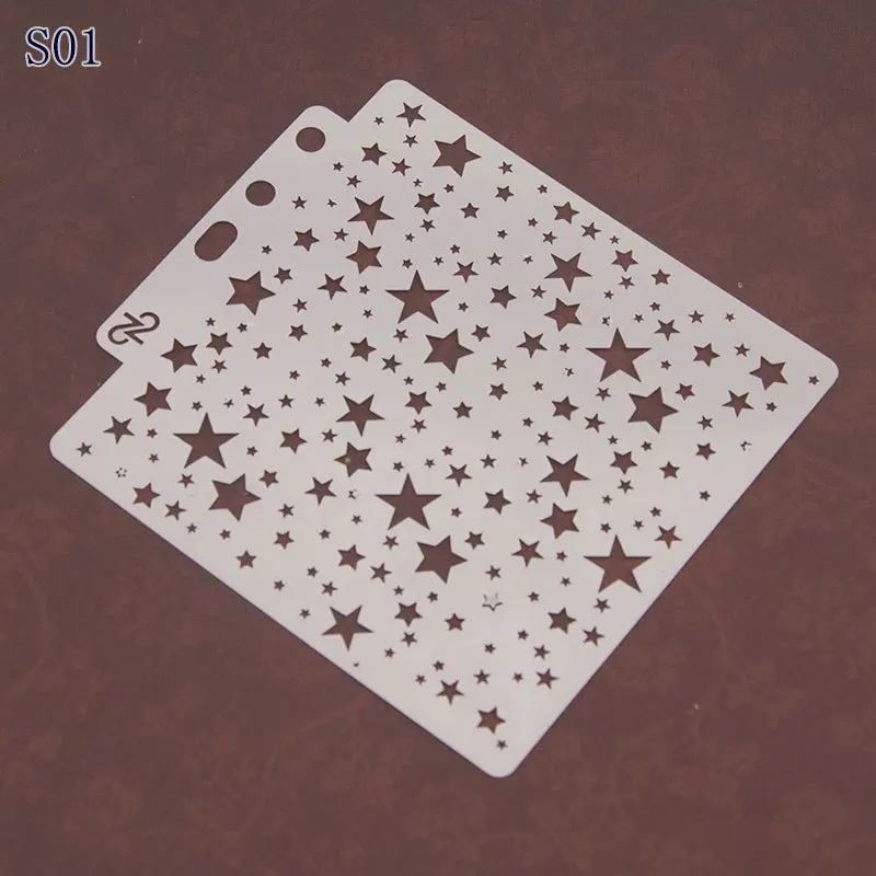 Scrapbooking Star Cat Stencil Hollow Engraving Ruler Paint Spray Pattern Stencils Diy Template for Card Making Coffee Cake Mold