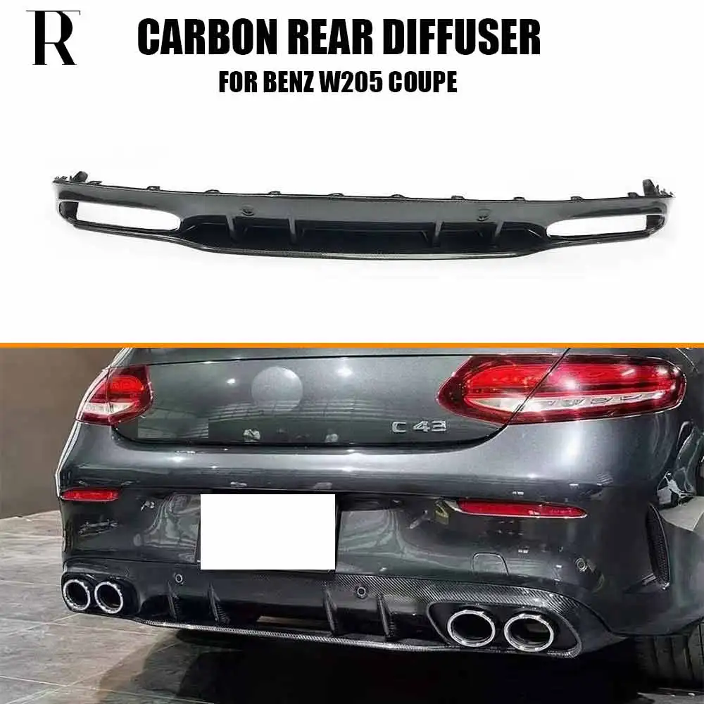 Carbon Fiber Rear Bumper Splitter Diffuser for Benz W205 C205 Coupe 2DR C180 C200 260 C300 C43 C63 With AMG Package 15-20