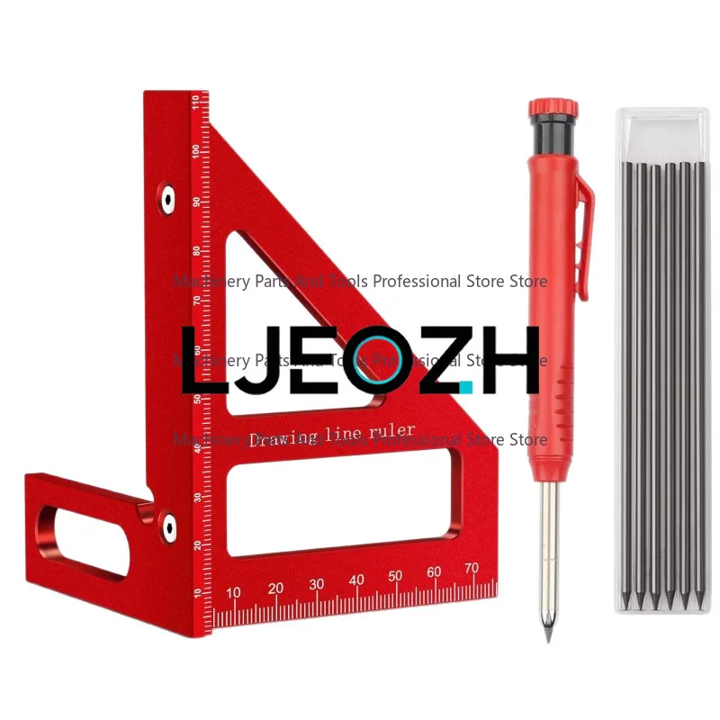 Aluminum Alloy Scribing Ruler Multifunctional 45-degree Oblique Angle 90-degree Ruler Square Ruler Woodworking