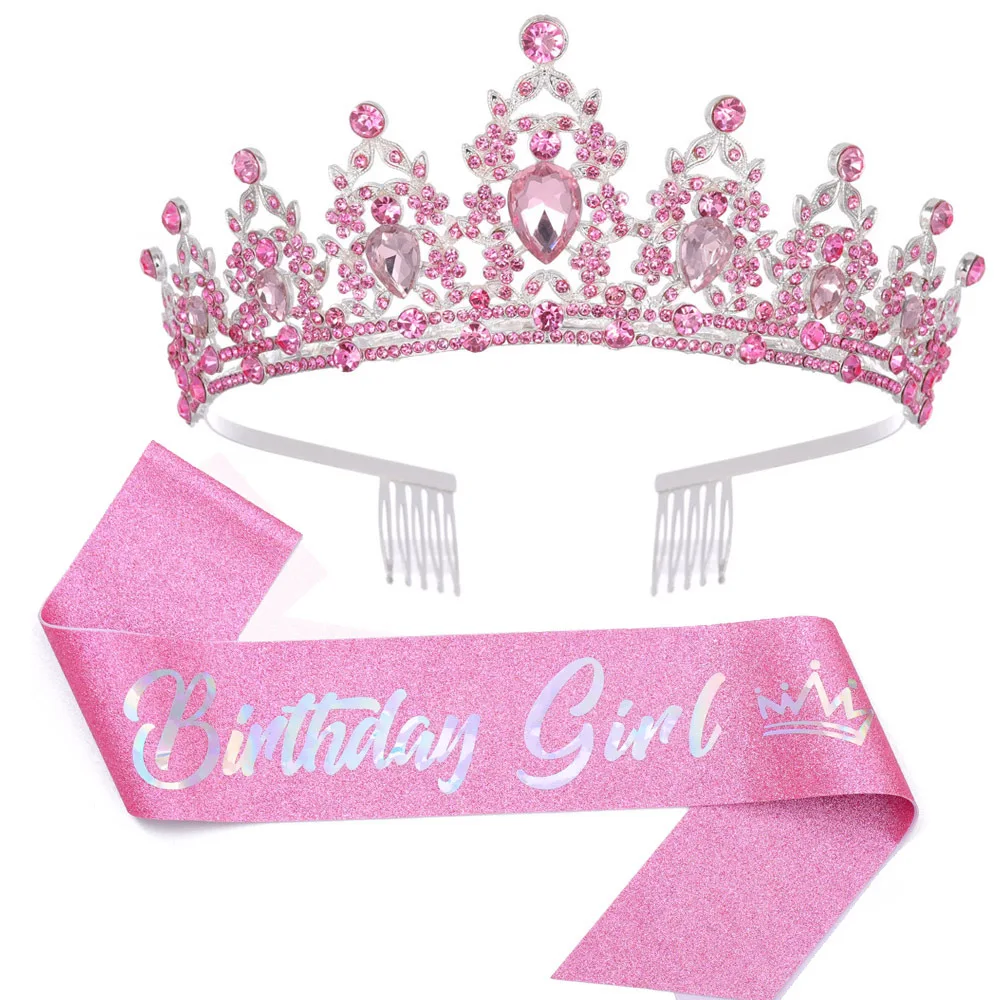 

Party Birthday Party Birthday Girl Haircomb Crystal Diamond Crown Strap Queen Etiquette Belt Belt
