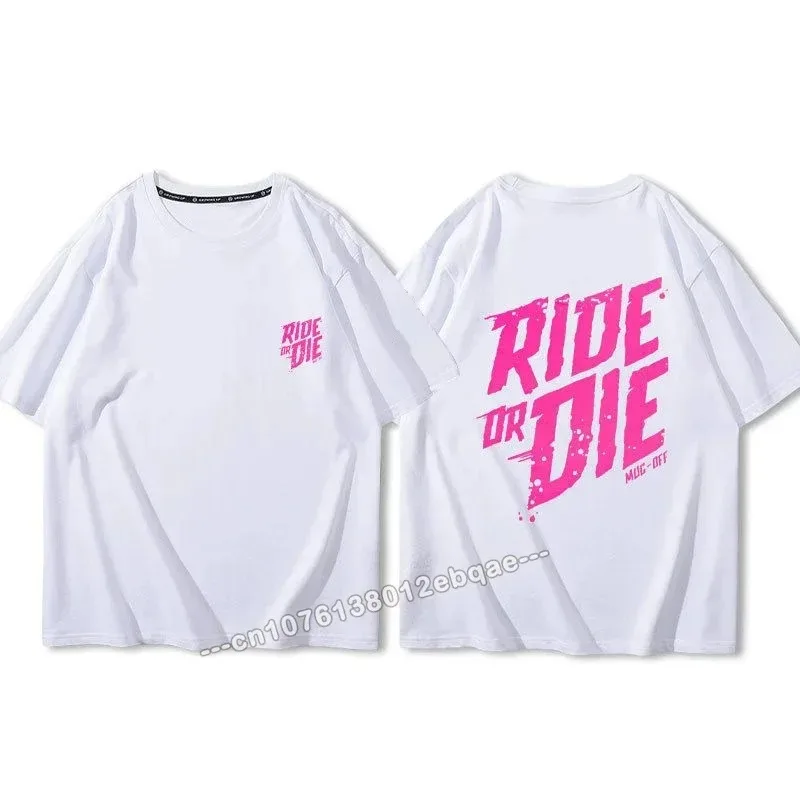 Ride Or Die Letter Print Cotton T Shirt Fashion Brand Short Sleeve Tops Man Women Summer 2024 New Cool Tees Loose Men\'s Clothing