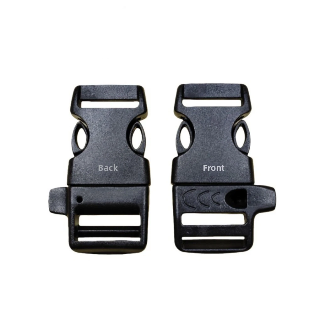 4pcs New 14mm/15mm/16mm/20mm Side Release Buckle Plastic Black Curved Emergency Survival Whistle Buckle Bracelet Strap Buckle