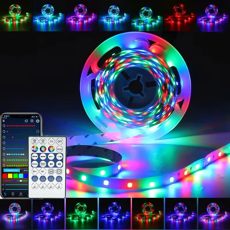 RGB-IC LED Strip Light Music Sync Magic Color LED Lights 1m-30m Bluetooth App Control Flexible Lamp Rainbow Color TV Backlight