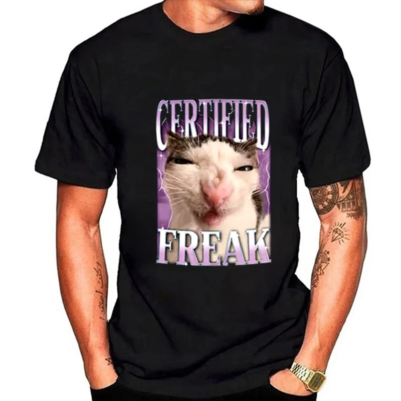 Certified Weird Cat Meme T-Shirt,Funny Humor Cat Meme,Government Wants to Put Me in Jail,Goofy Cat,Weird Gifts,Streetwear,Unisex