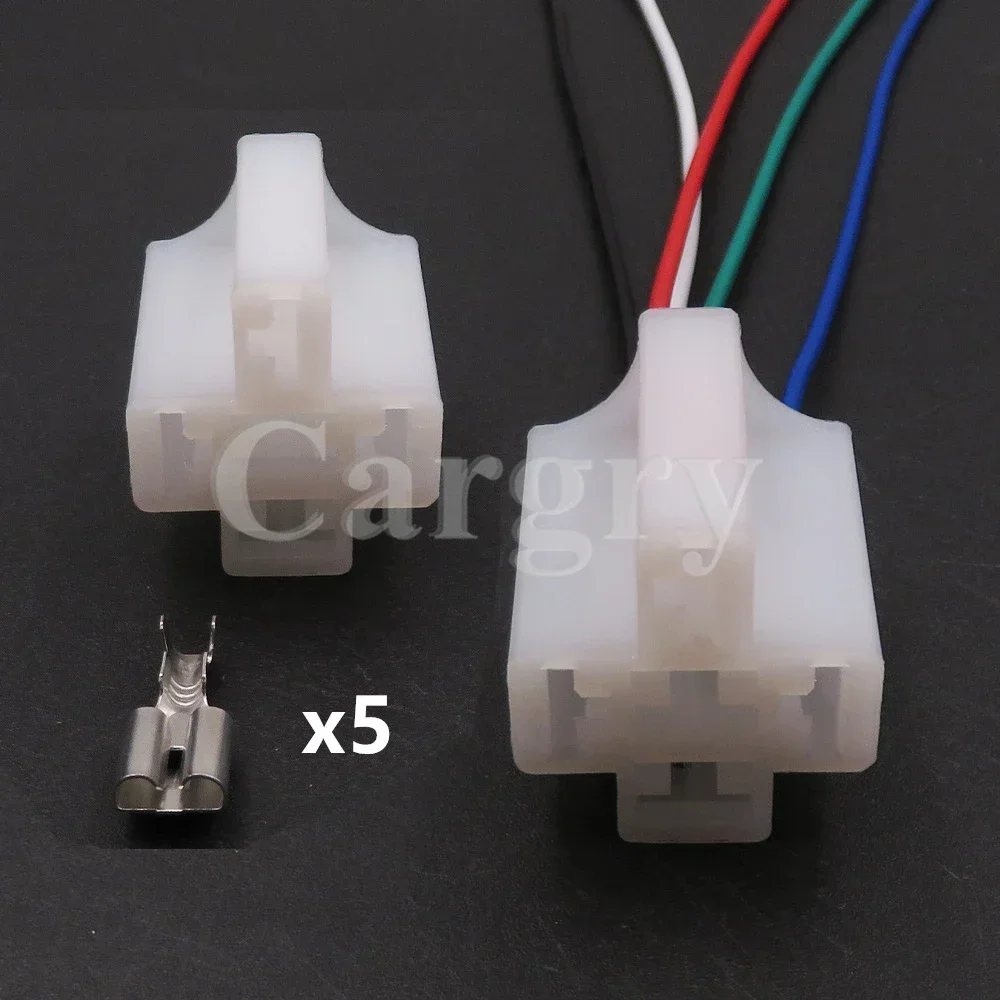 1 Set 5P 6.3 Series Car Instrument Large Current Plug Auto Relay Connector AC Assembly Car Electric Wire Unsealed Socket