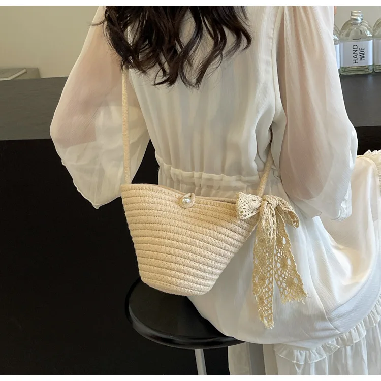 

Женская сумка из хлопчатобумажной ткани, сумка через плечо с бантом для женщин, милая сумка через плечо ручной работы