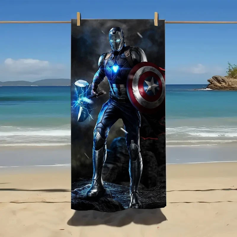 

Многофункциональное пляжное полотенце с принтом Marvel Super Hero Человека-паука и Железного человека, банное полотенце без ворса, быстросохнущее, водопоглощающее