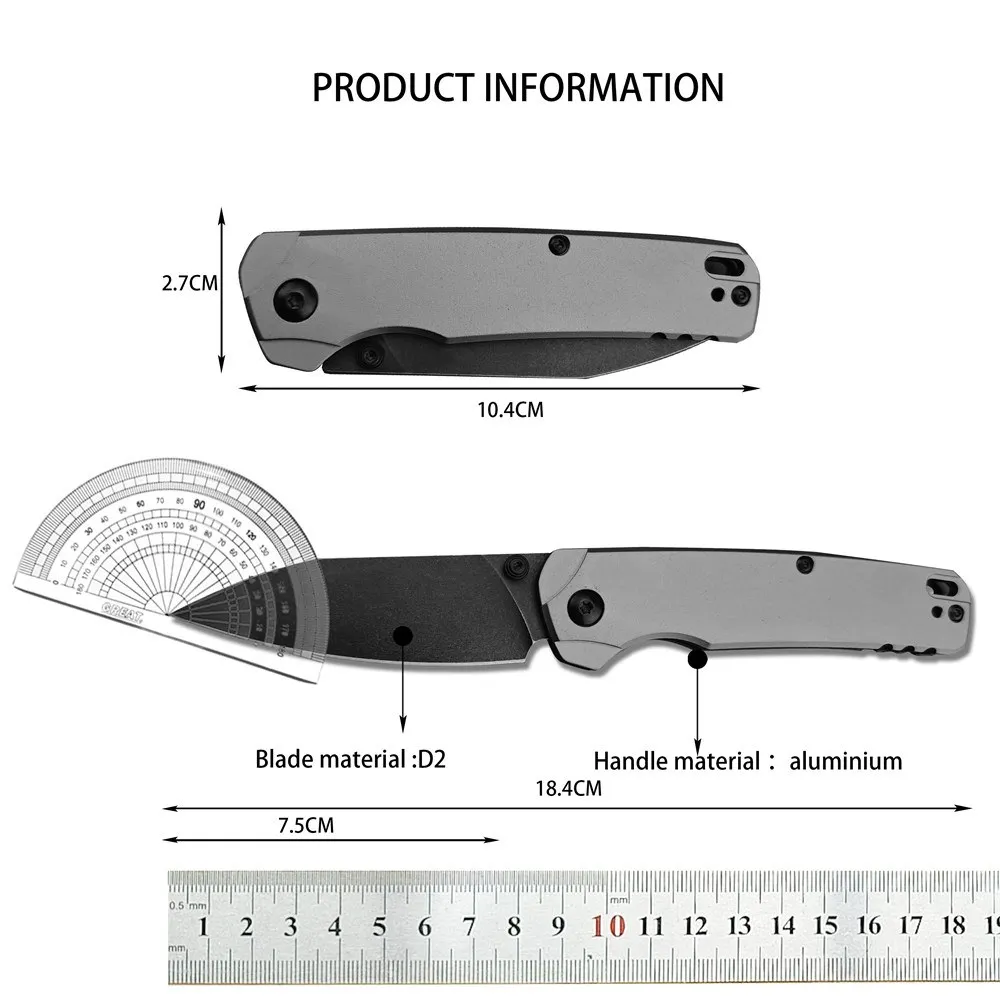 KS 6105 Folding Pocket Knife D2 Blade Aluminum Handle High Quality Military Tactical Outdoor EDC Camping Hiking Survival Knife