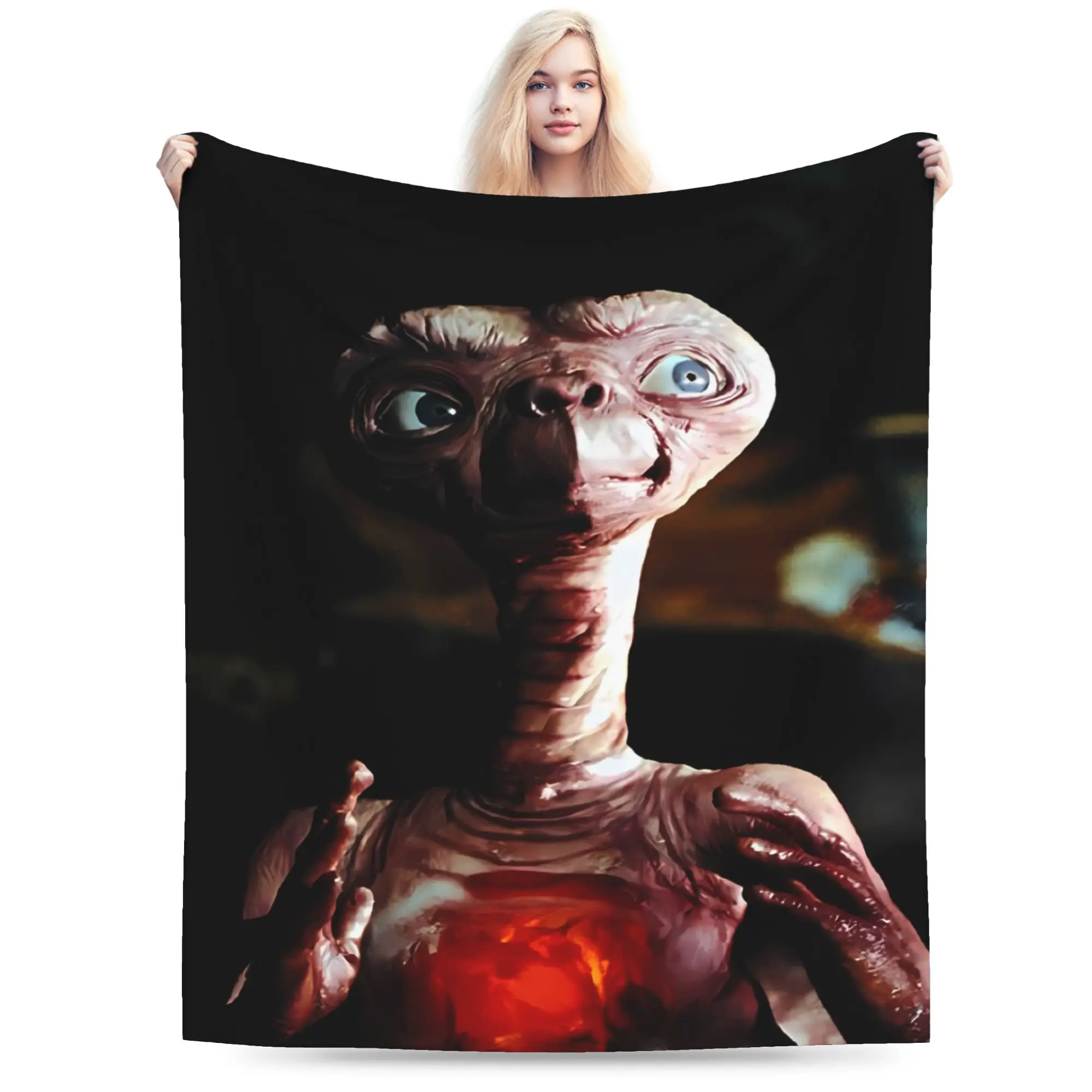 E.T. Blanket  Travel Flannel Throw Blanket For Couch Chair Sofa Bed Super Soft Custom DIY Quality Bedspread Gift