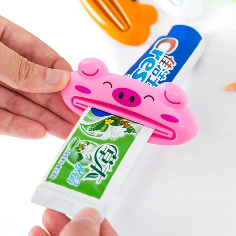 Cartoon Animal Squeezer Oral Care Tube  Rolling Squeezing  Facial Cleanser Press Tooth Paste Holder Bathroom Accessories 4pcs