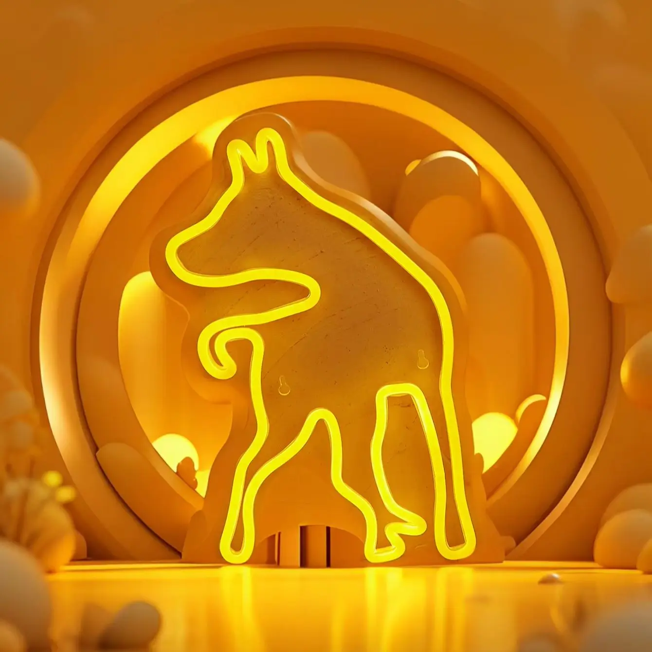 Chi-buy LED Neon Golden dog USB Powered Neon Signs Night Light 3D Wall Art Bedroom Living Room Decor Lamp Signs