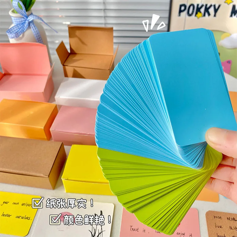 Memo Pad Colorful Blank Small Card Box Thickened English Word Square Note Memo Message Hard Cardboard Wholesale Office School
