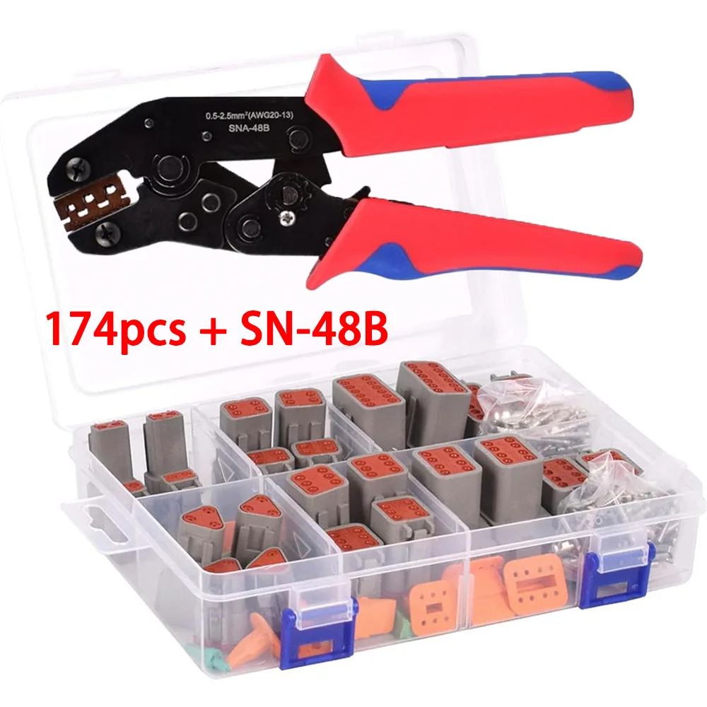 

174 шт. комплект водонепроницаемых разъемов DT, 2 3 4 6 8 12-контактные разъемы с 16 штампованными клеммами, вилка автомобильных электрических разъемов