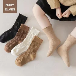 5 pairs of children's socks girls' mid-tube socks Four seasons Lolita Princess lace socks pure cotton not stuffy feet