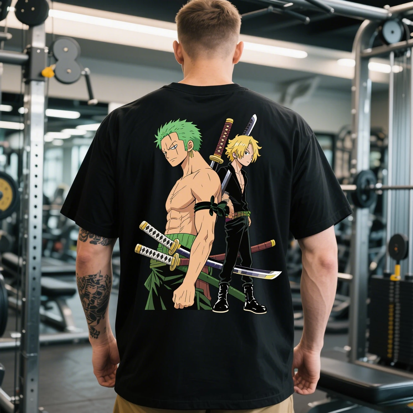 

25 Summer Pure Cotton Round-neck Short-sleeved T-shirts for Men and Women Are From The Famous Anime "One Piece: Zoro and Sanji"