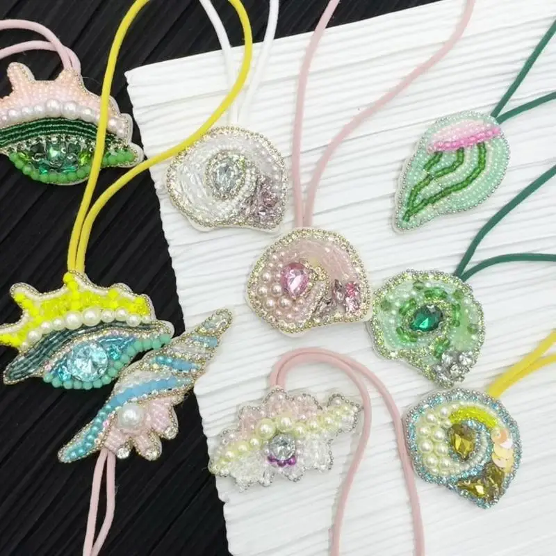 

Rhinestone Beaded Conch Shell Beaded Hanging Rope Patches Crystal Lanyard Beading Applique Decoration