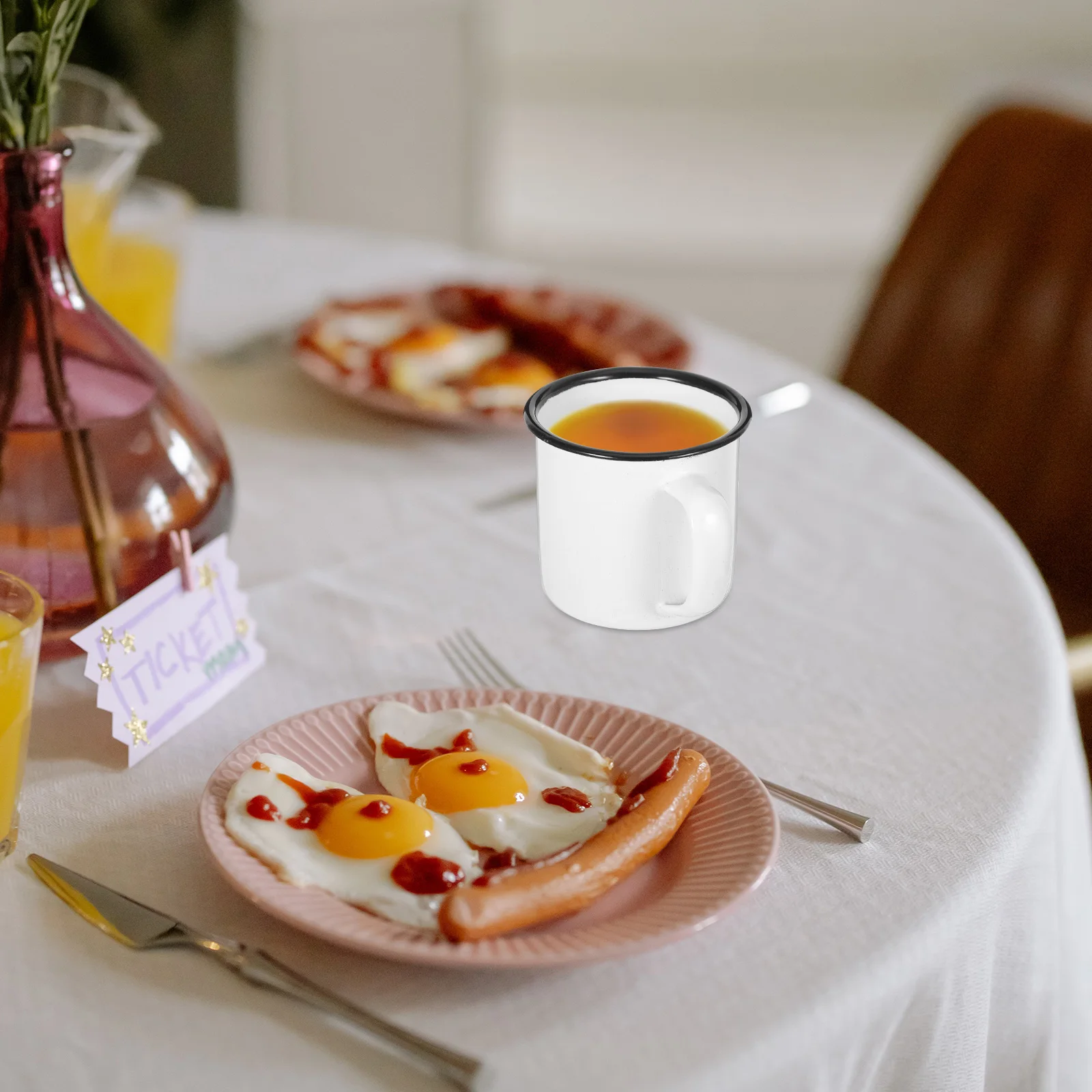 

4pcs Mugs Retro Water Cups Red Yellow White Blue Household Office Picnic Tea Office Enamel Cup Coffee Glassware