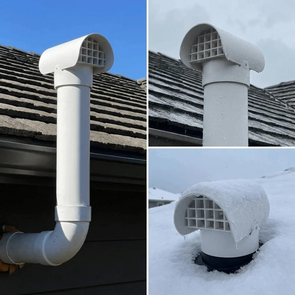 Schedule 40 PVC Radon Exhaust Vent Cover Fine Filter Screen Weather Resistant Shell Vent Cap Reserved Mounting Holes