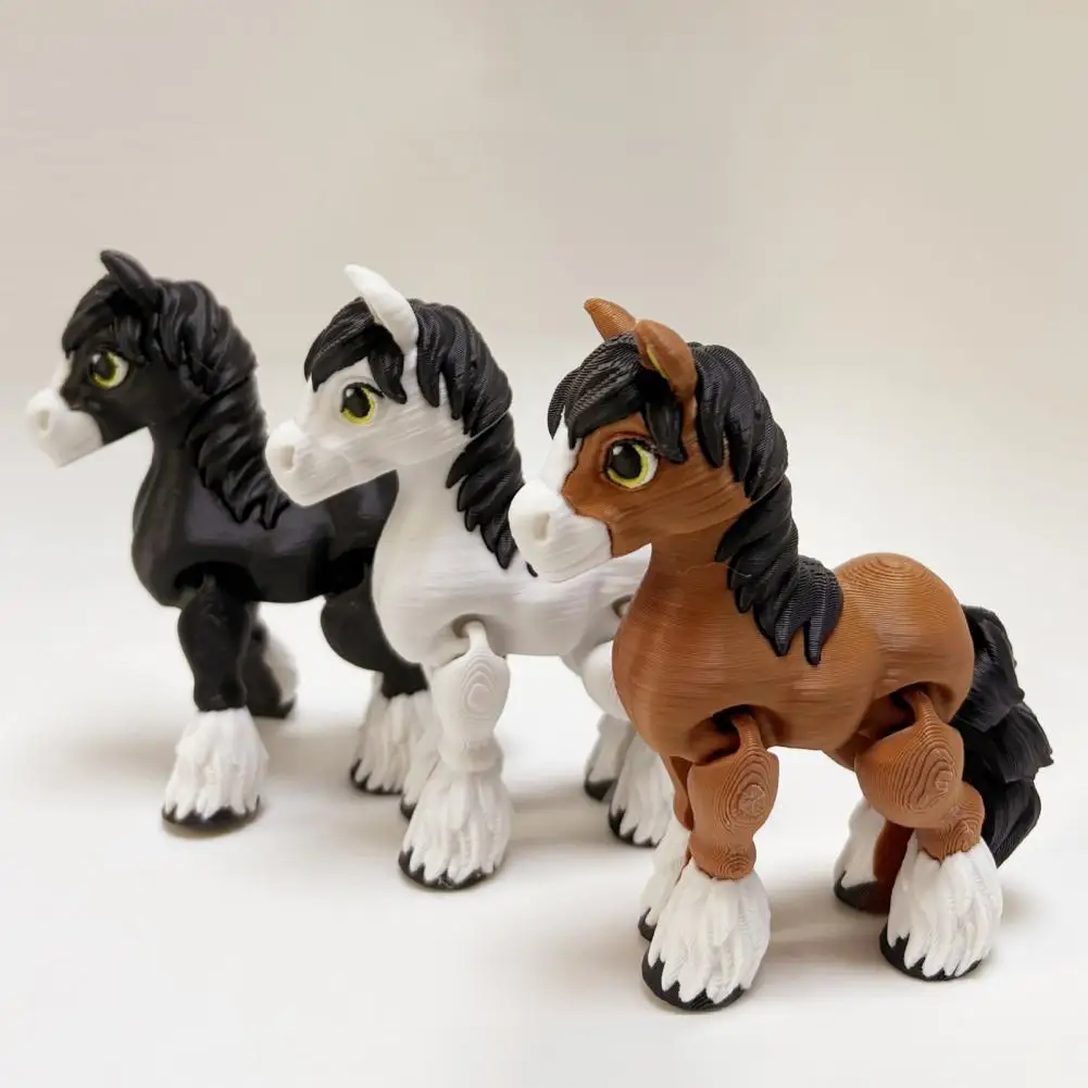Modelo de Caballo Pony Impreso en 3D, Juguete de Animales Flexible, Estatua con Articulaciones Móviles, Decoración para el Hogar y la Oficina, Juguetes Antiestrés, Juguetes de Animales para Aliviar el Estrés