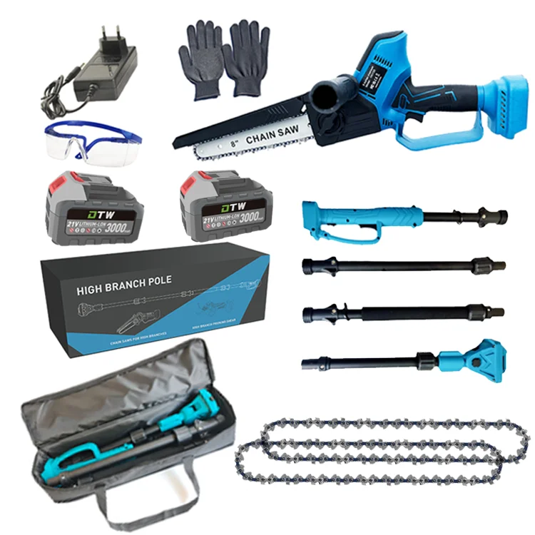 DTWA2-0048 Wood Worksite Lithium Pruning Chainsaw Electric Branches Pole Saw Battery Operated Forestry Bush Cutter