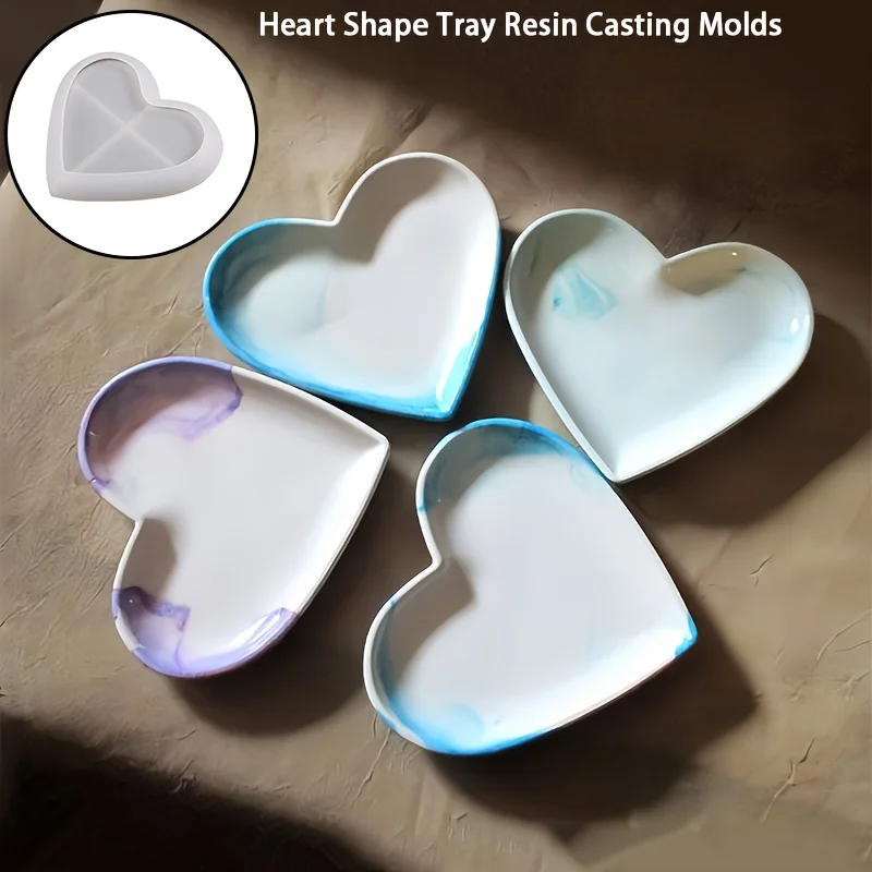 Molde de Silicone em Forma de Coração |   Ferramentas para Fazer Pratos de Armazenamento de Joias, Molde para Decoração de Mesa em Concreto-Cimento-Gesso Resina